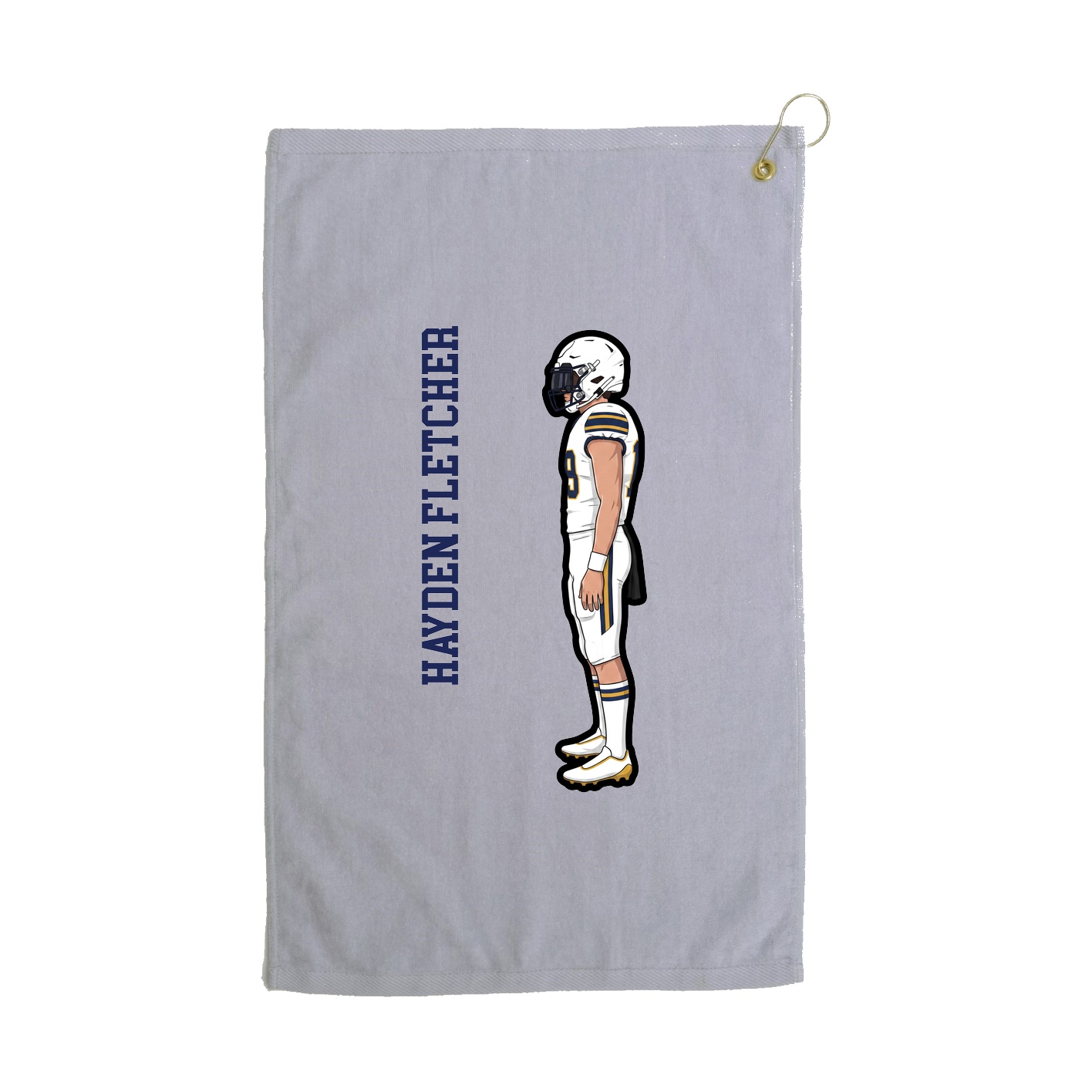 Golf Towel — Name Vertical in Grey