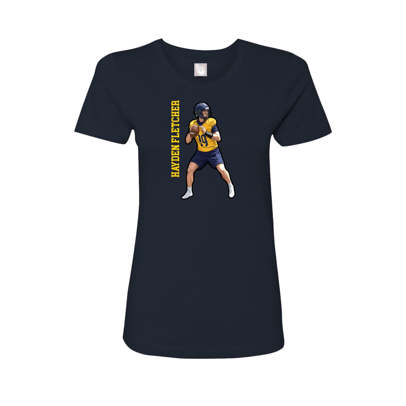 Fitted Women's Tee — Name Vertical in Navy