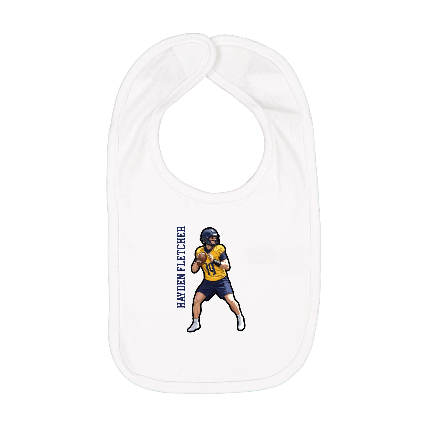 Infant Bib — Name Vertical in White