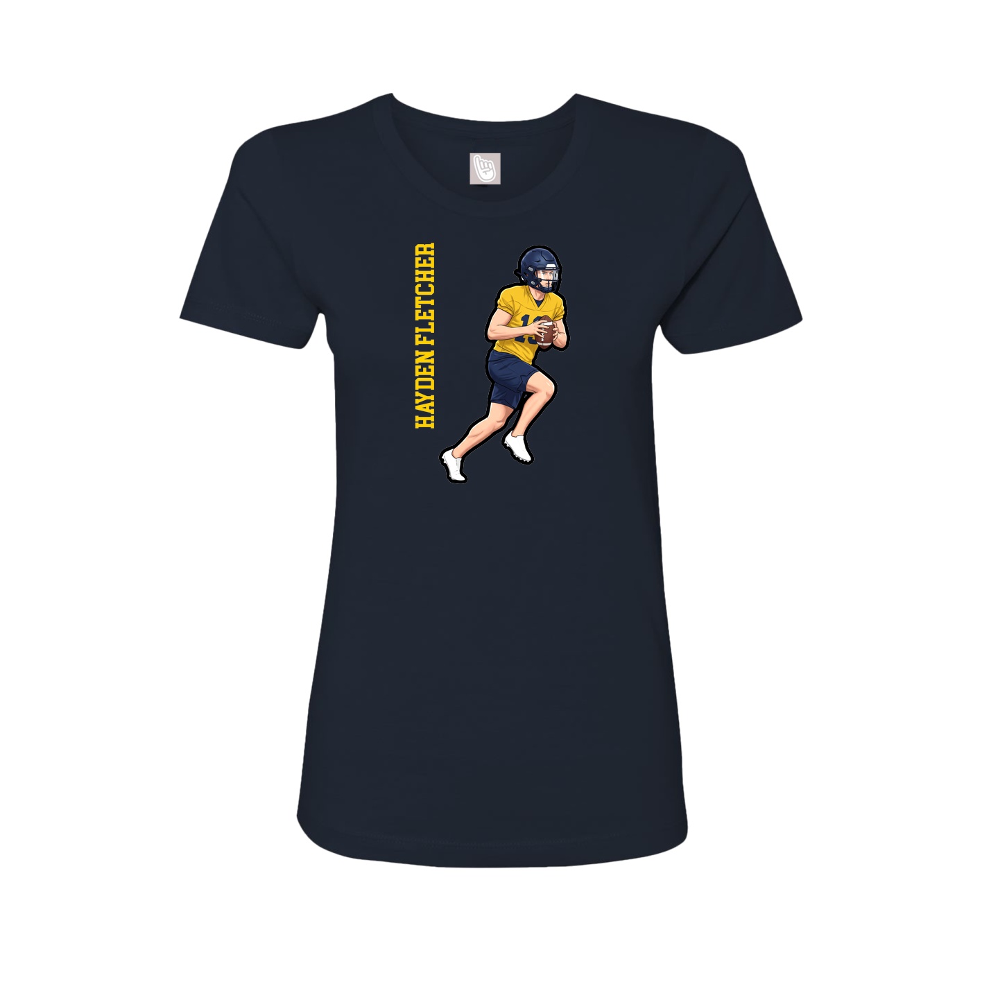 Fitted Women's Tee — Name Vertical in Navy