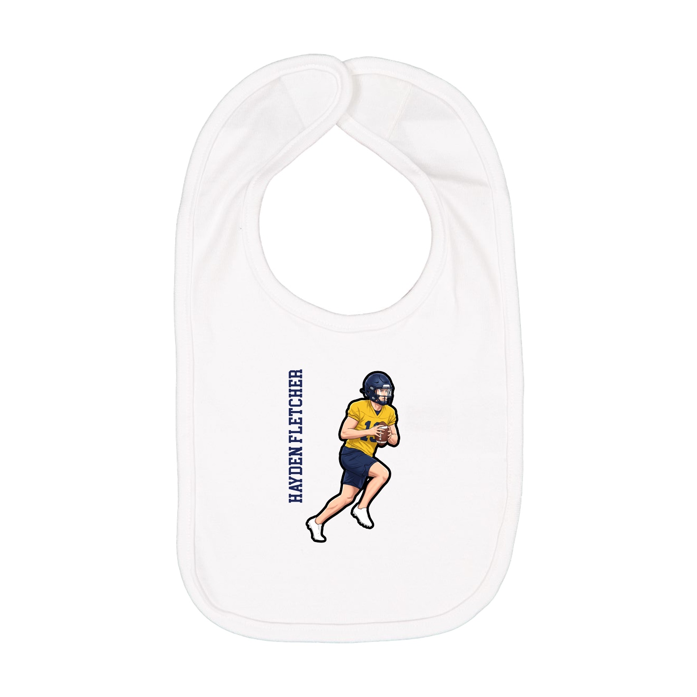 Infant Bib — Name Vertical in White