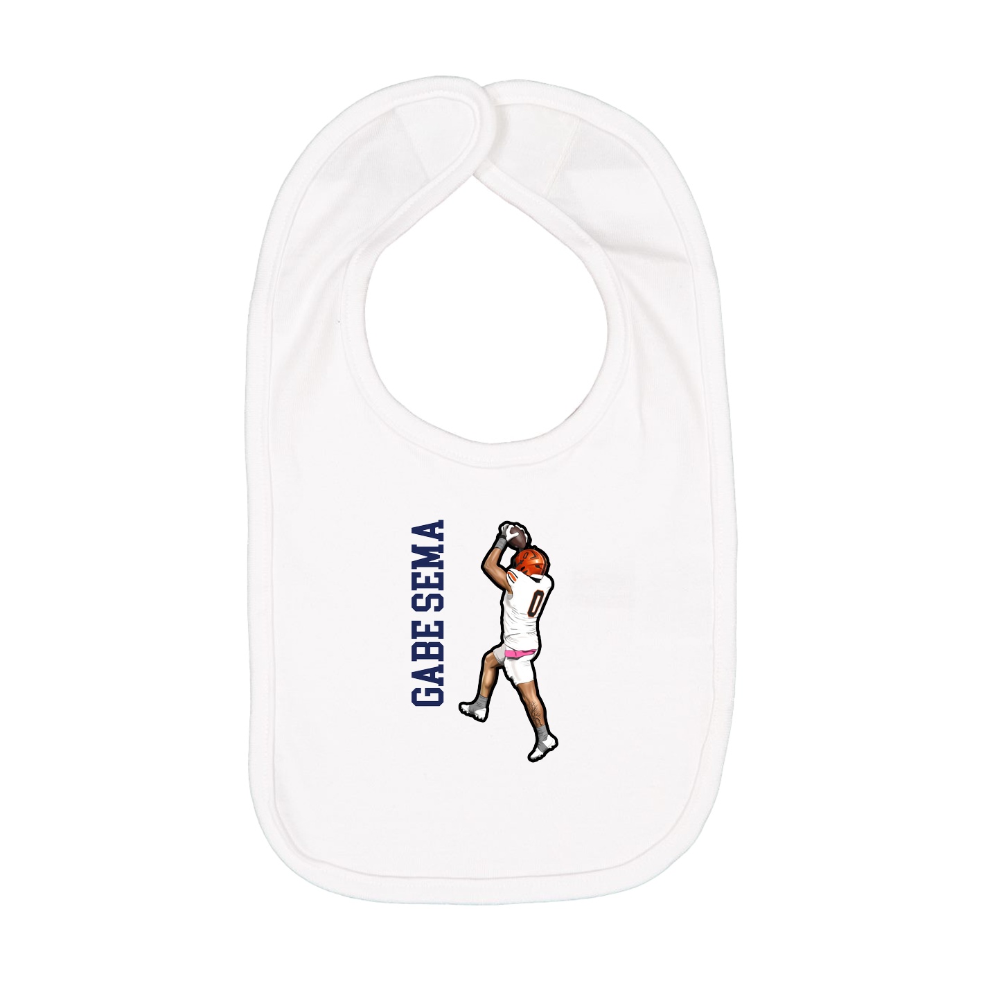 Infant Bib — Name Vertical in White