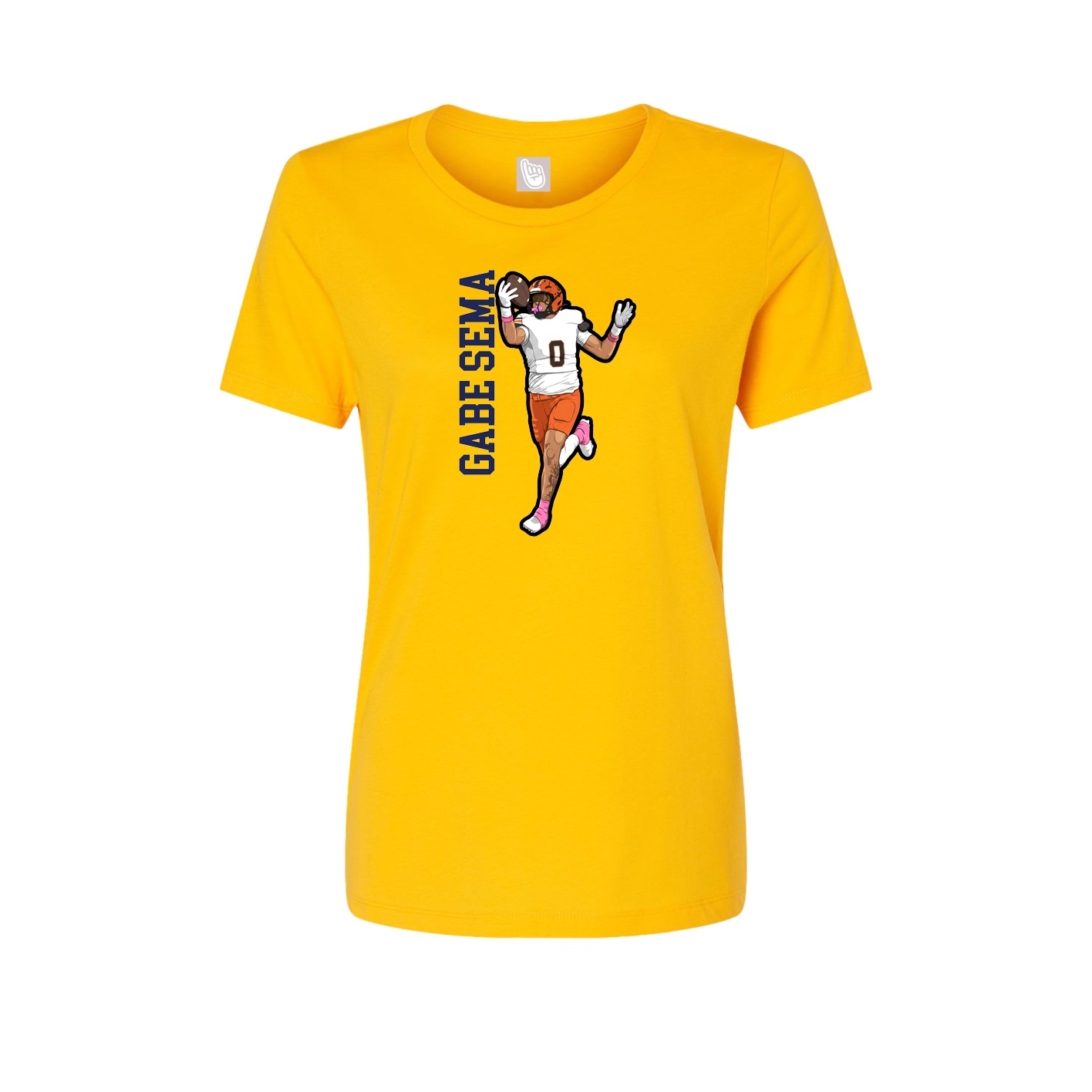 Fitted Women's Tee — Name Vertical in Gold