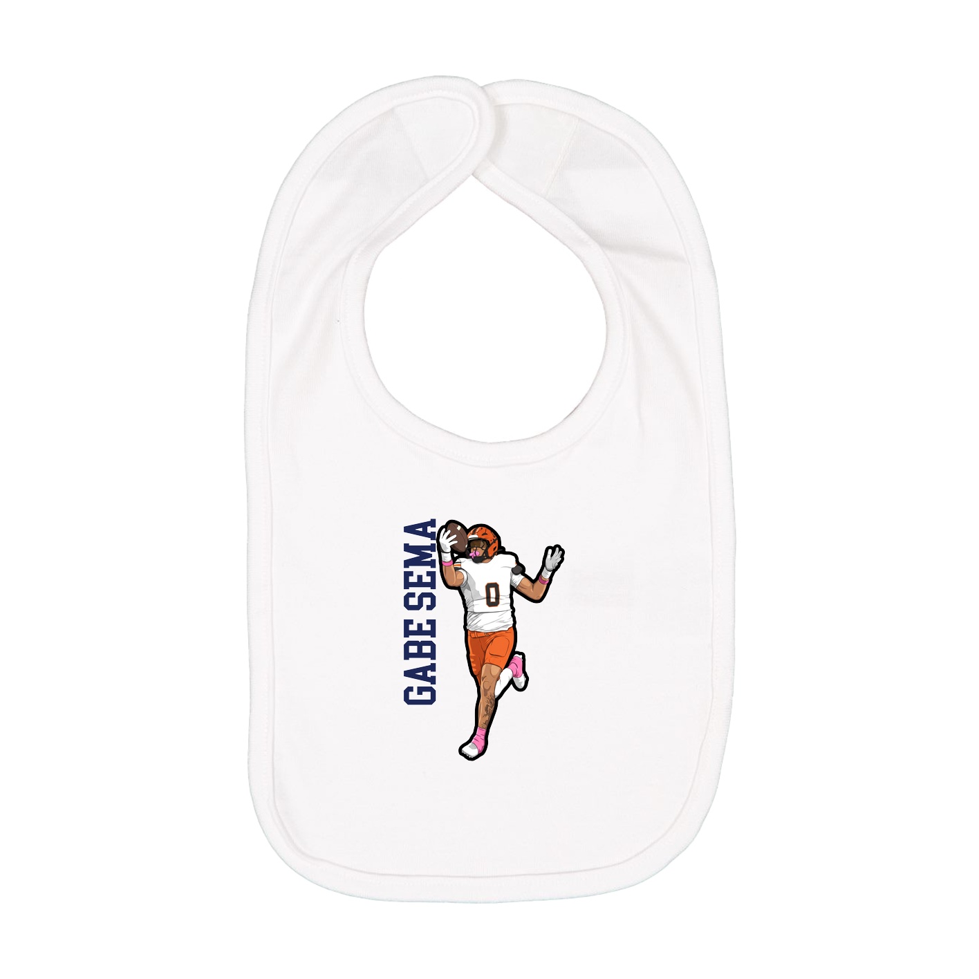 Infant Bib — Name Vertical in White