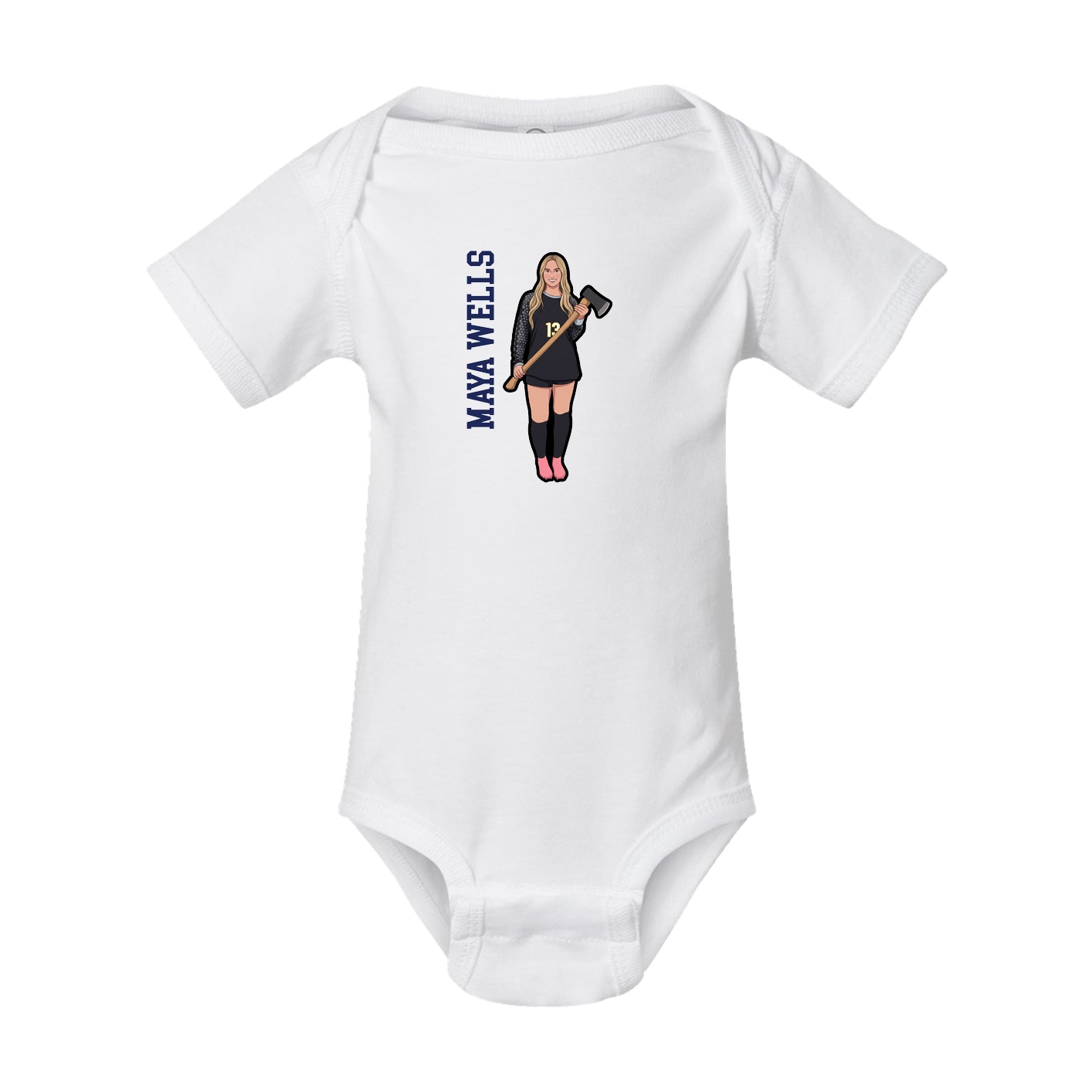 Baby Onesie — Name Vertical in White