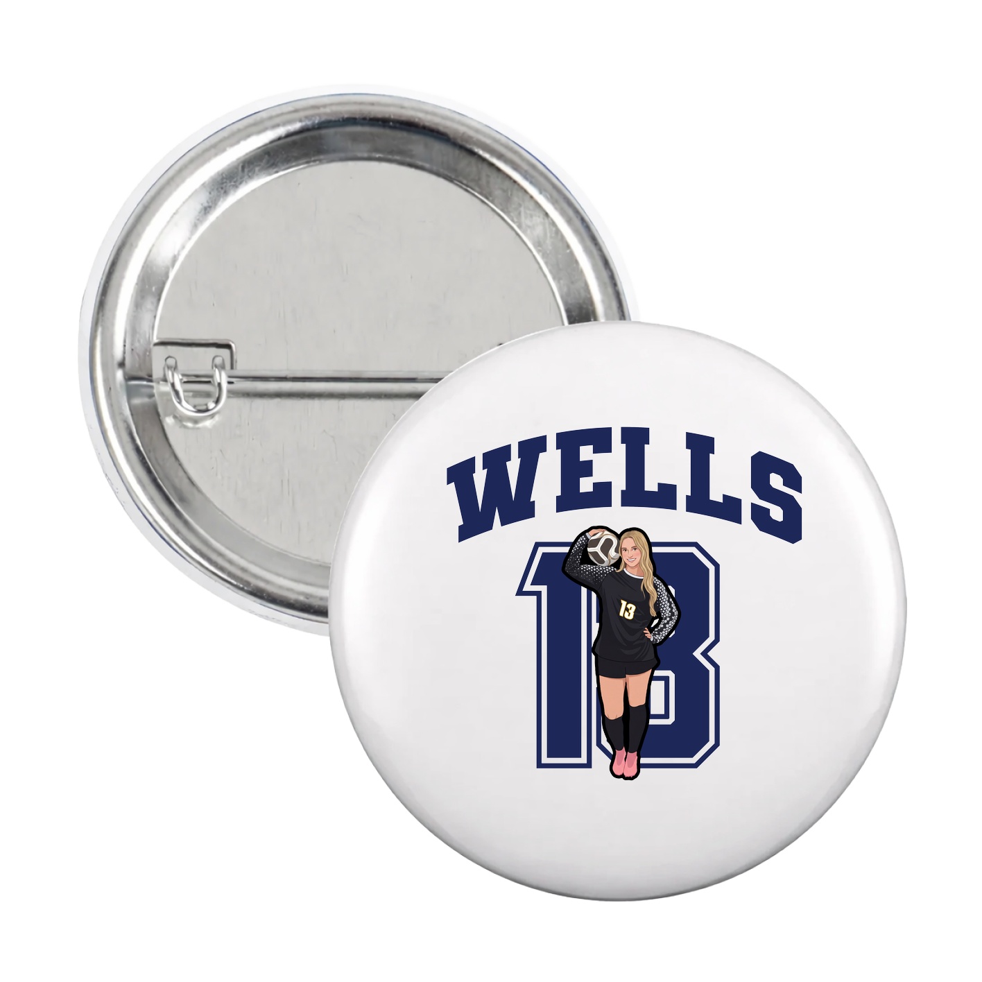 Game Day Button — Number in White