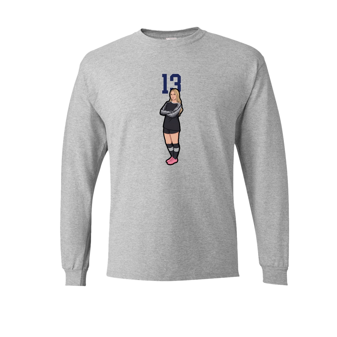 Long Sleeve Tee — Number Top in Grey