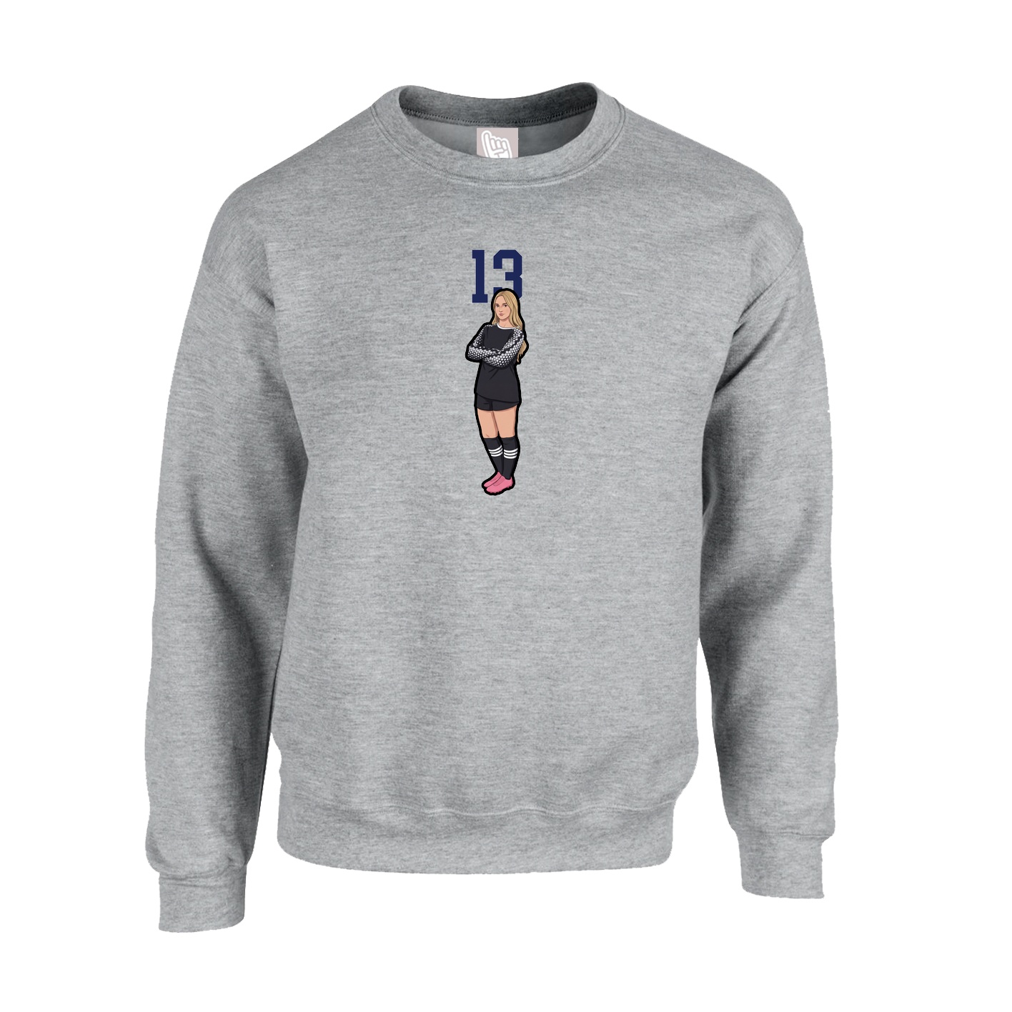 Fleece Crew — Number Top in Grey
