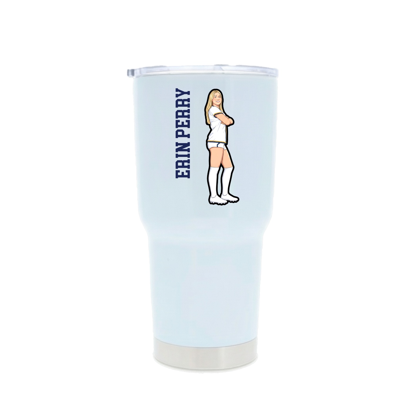 30oz Stainless Steel Tumbler — Name Vertical in White