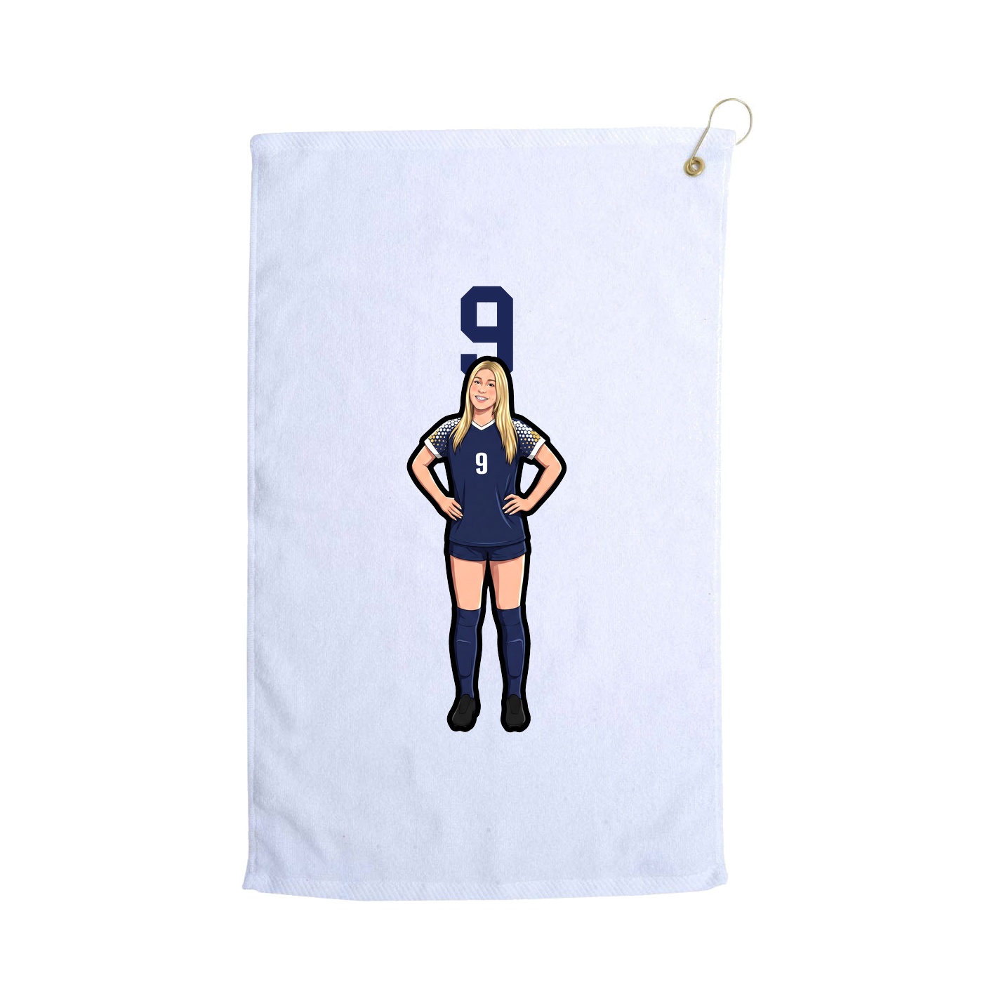 Golf Towel — Number Top in White