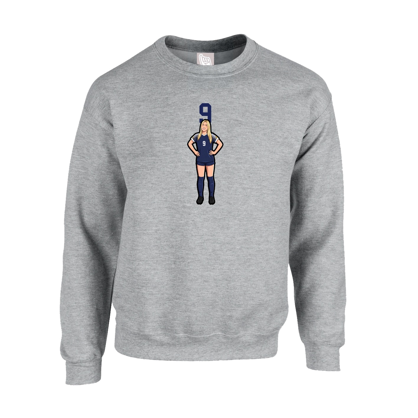 Fleece Crew — Number Top in Grey