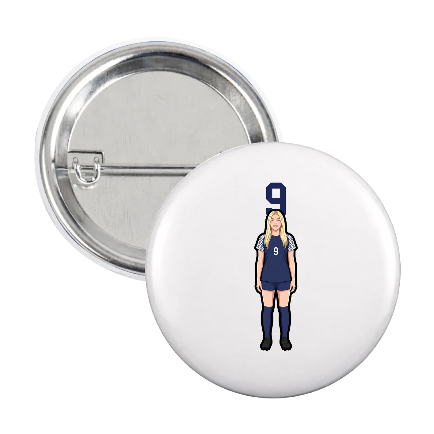 Game Day Button — Number Top in White