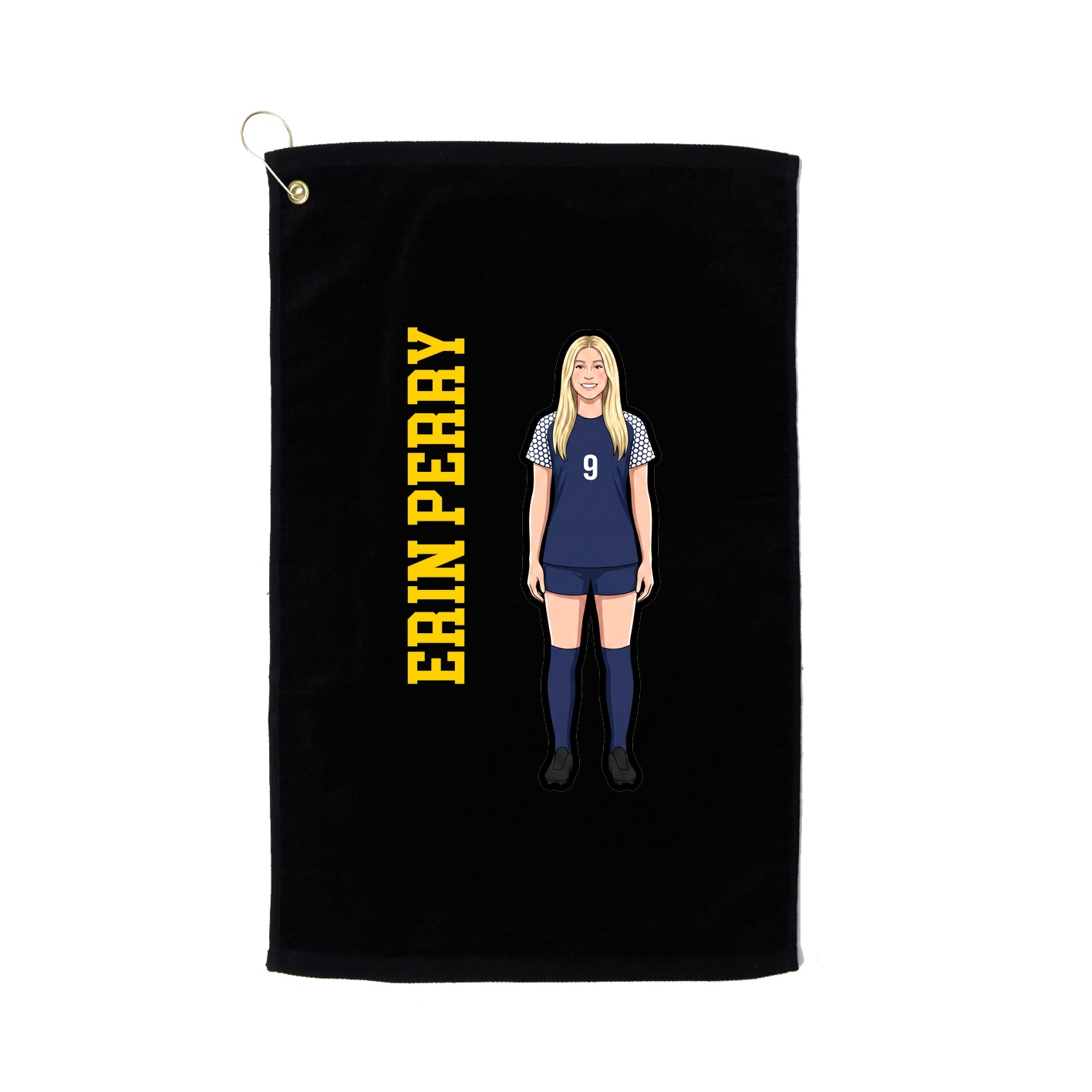 Golf Towel — Name Vertical in Black