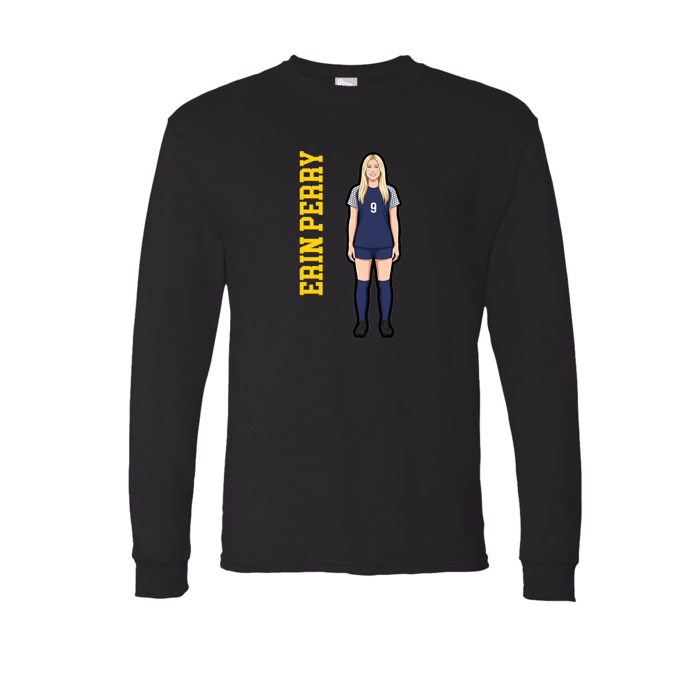Long Sleeve Tee — Name Vertical in Black