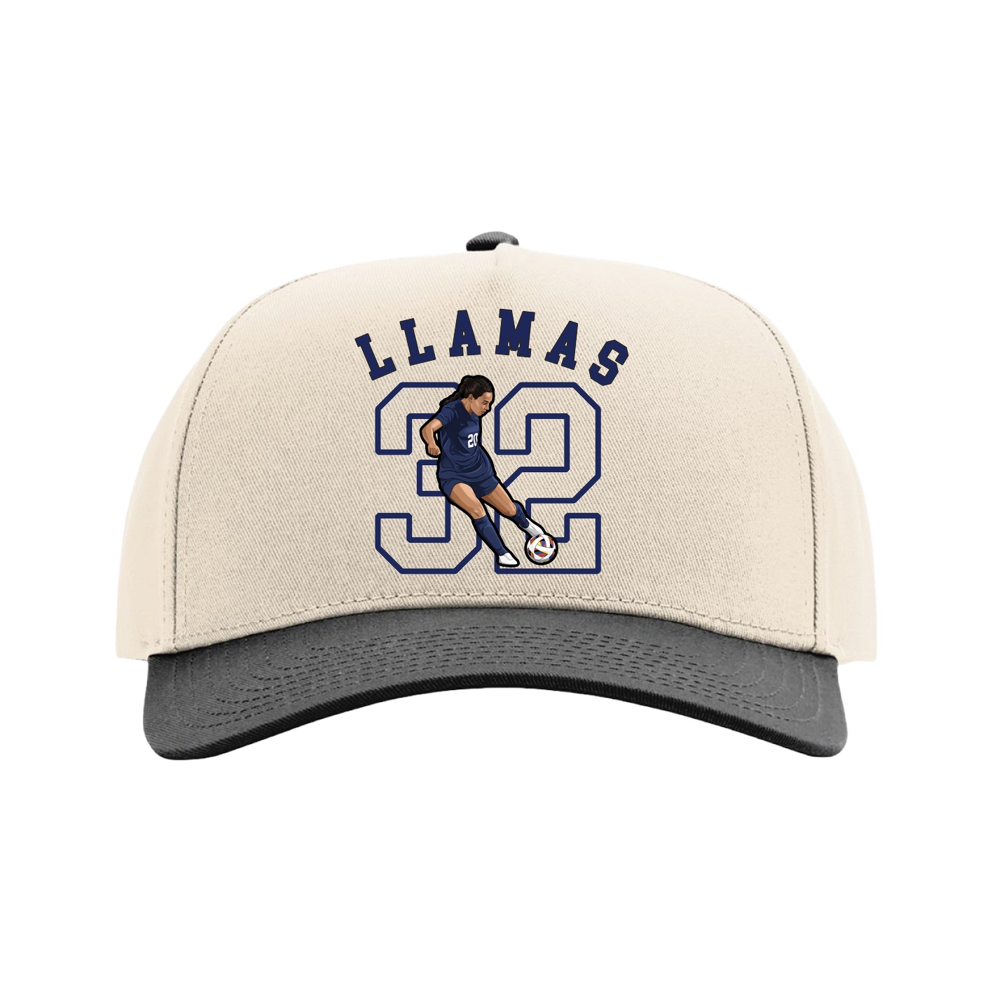 Full Fabric Five-Panel Champ Cap — Shirsey Arch in Cream/Black