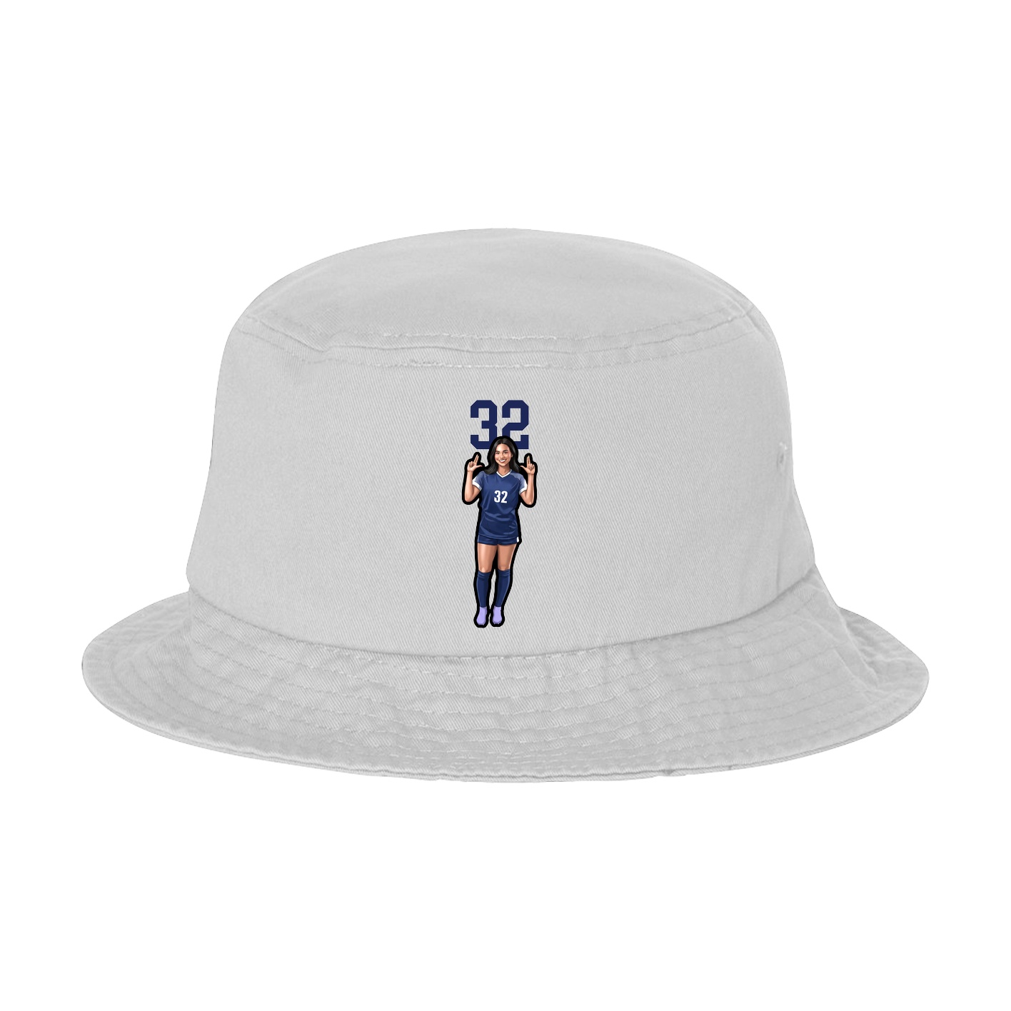 Bucket Cap — Number Top in White
