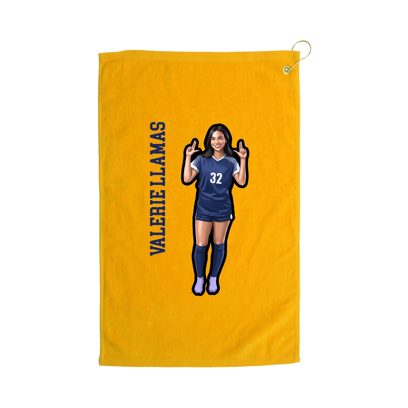 Golf Towel — Name Vertical in Gold