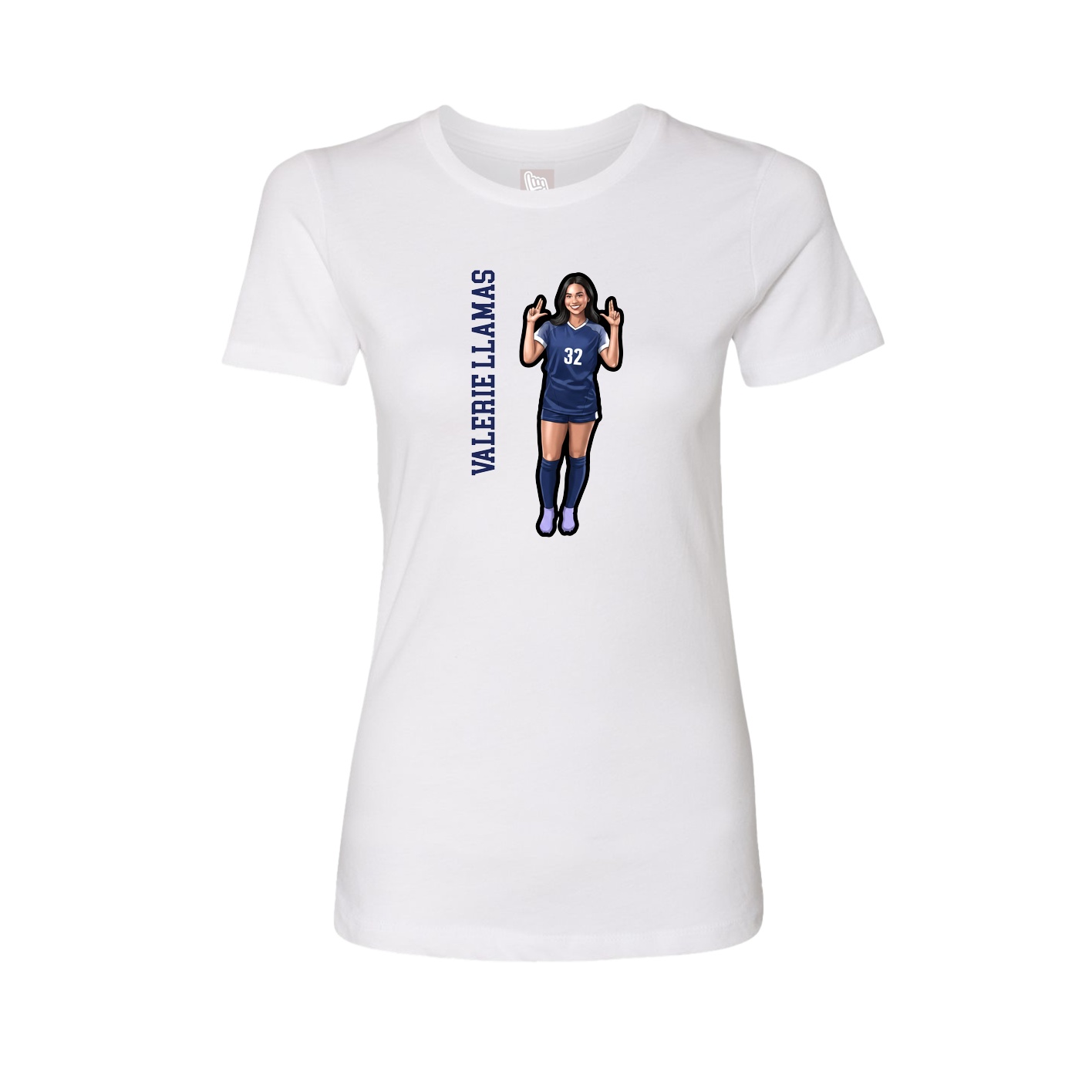 Womens Tee — Name Vertical in White