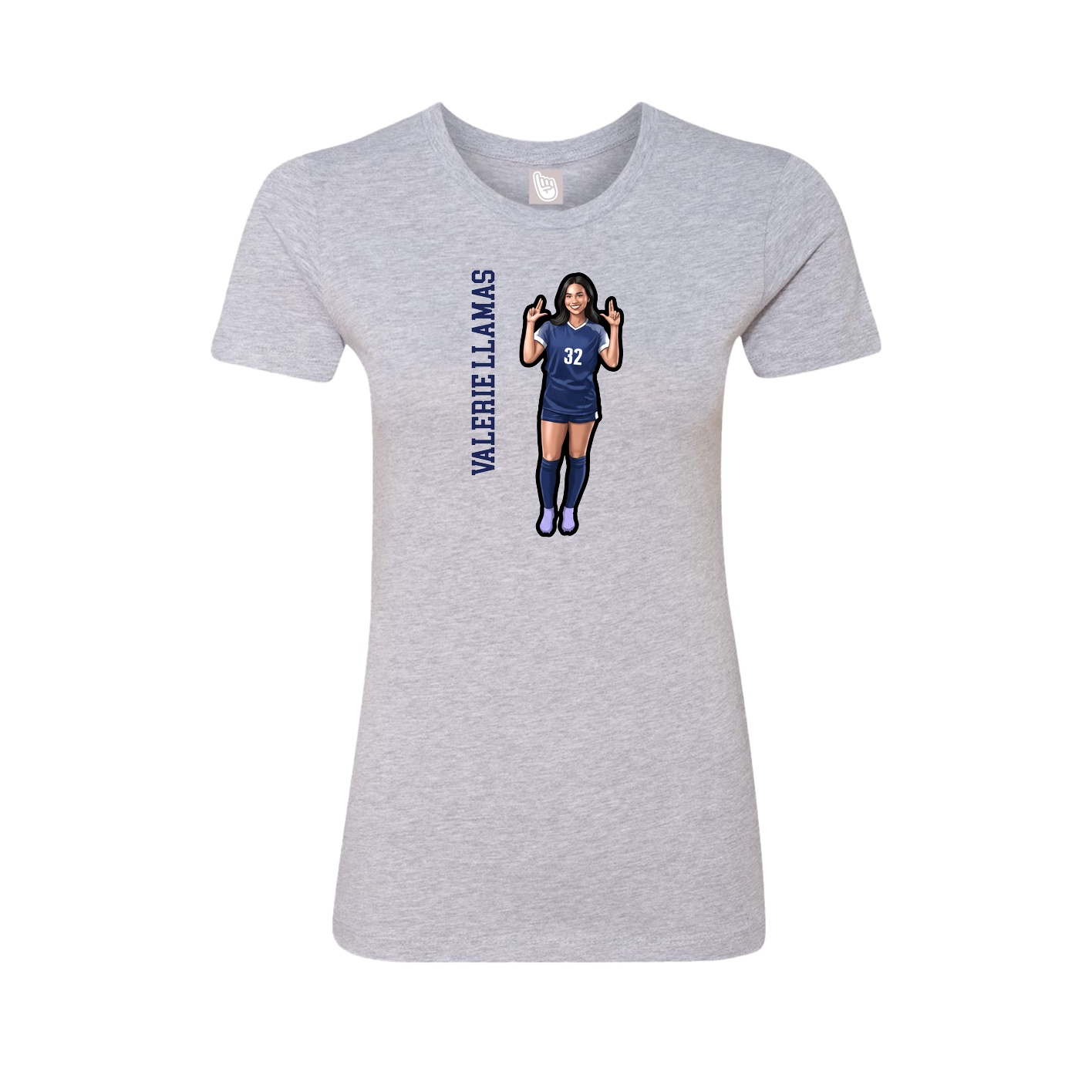 Womens Tee — Name Vertical in Grey