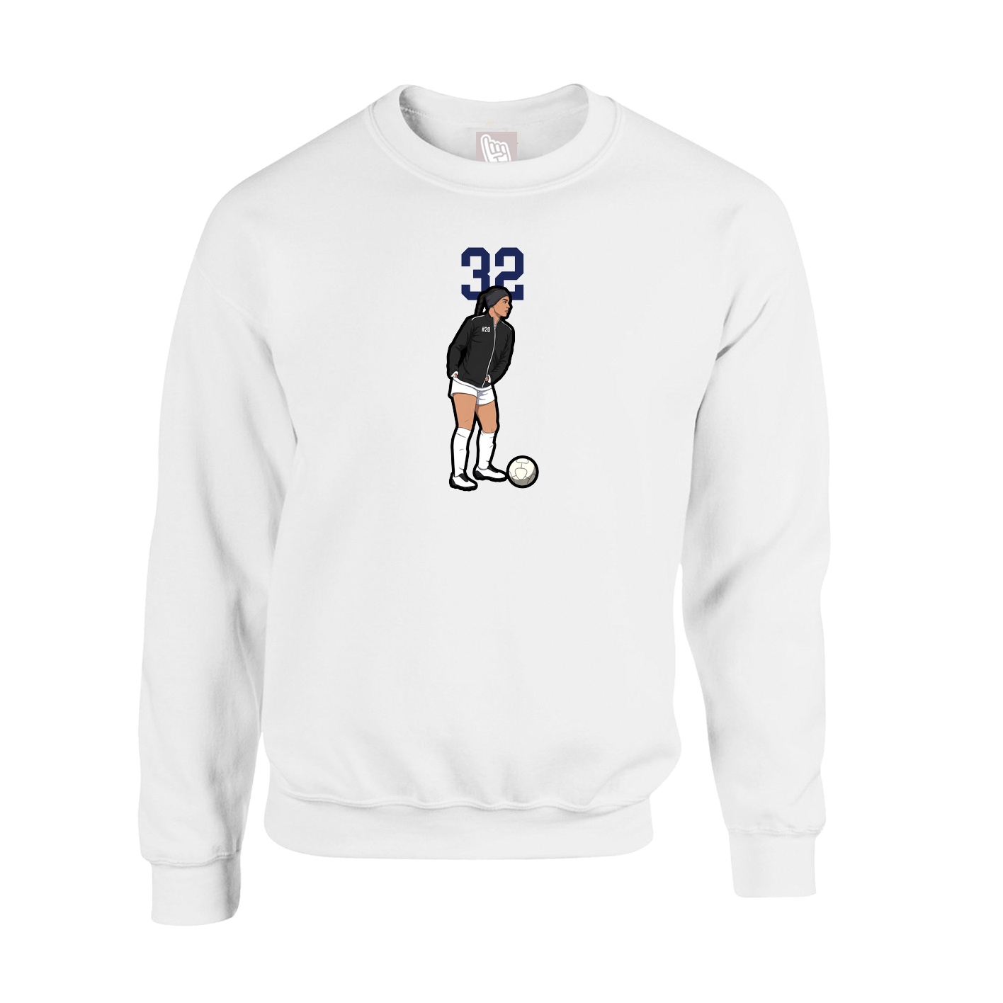 Fleece Crew — Number Top in White