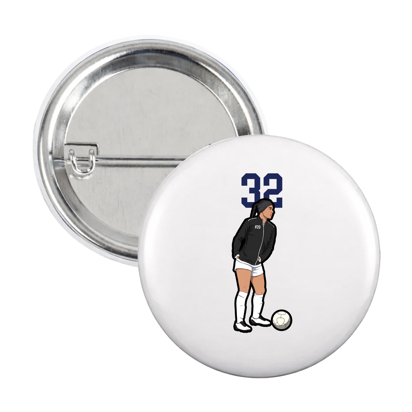 Game Day Button — Number Top in White