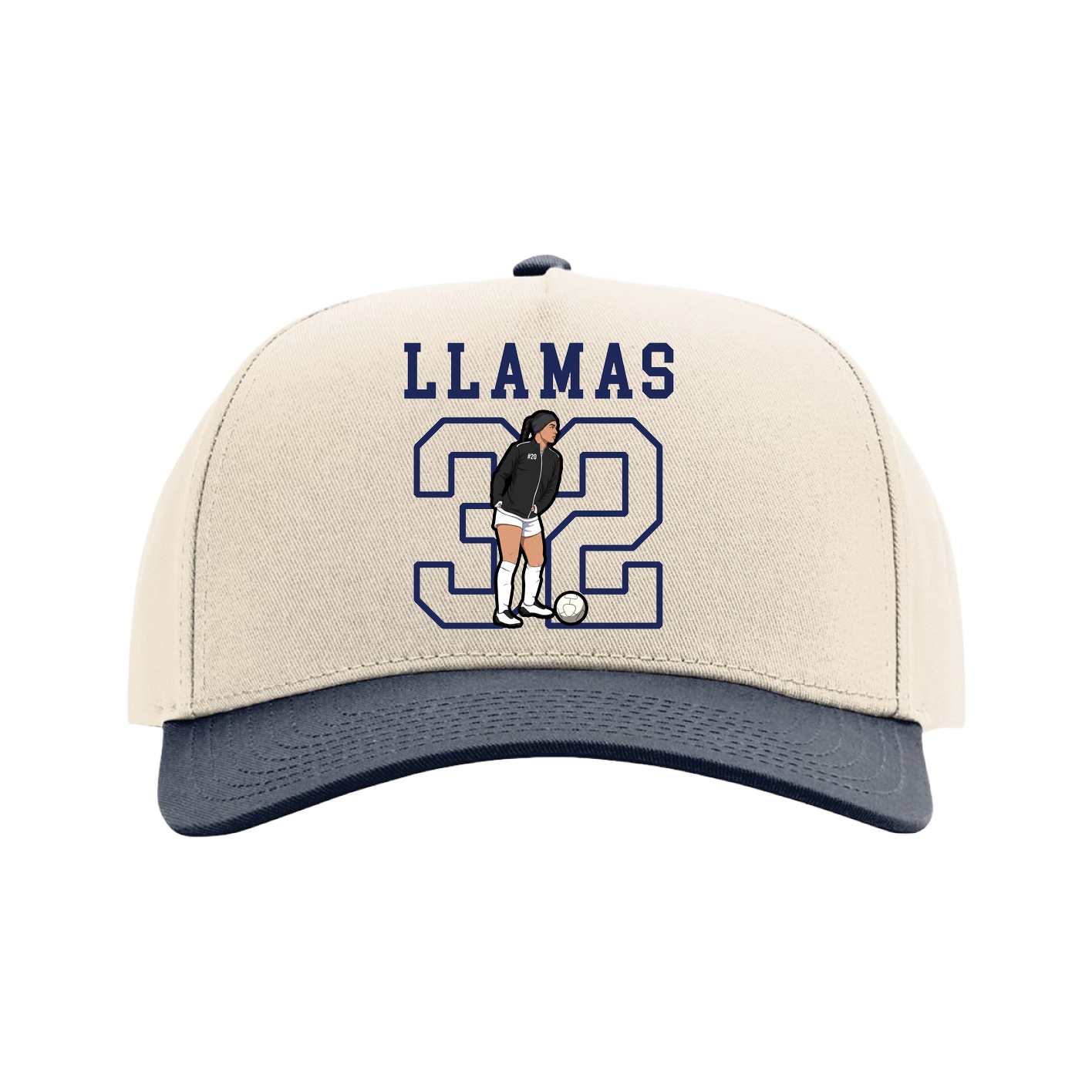Full Fabric Five-Panel Champ Cap — Shirsey in Cream/Navy
