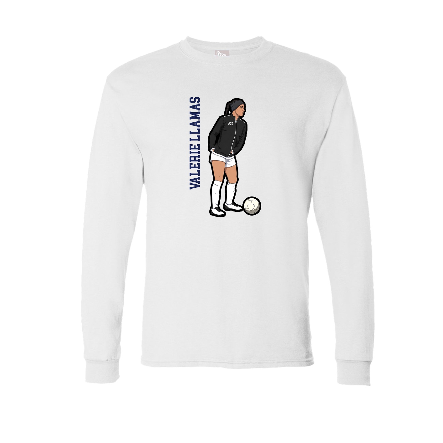 Long Sleeve Tee — Name Vertical in White
