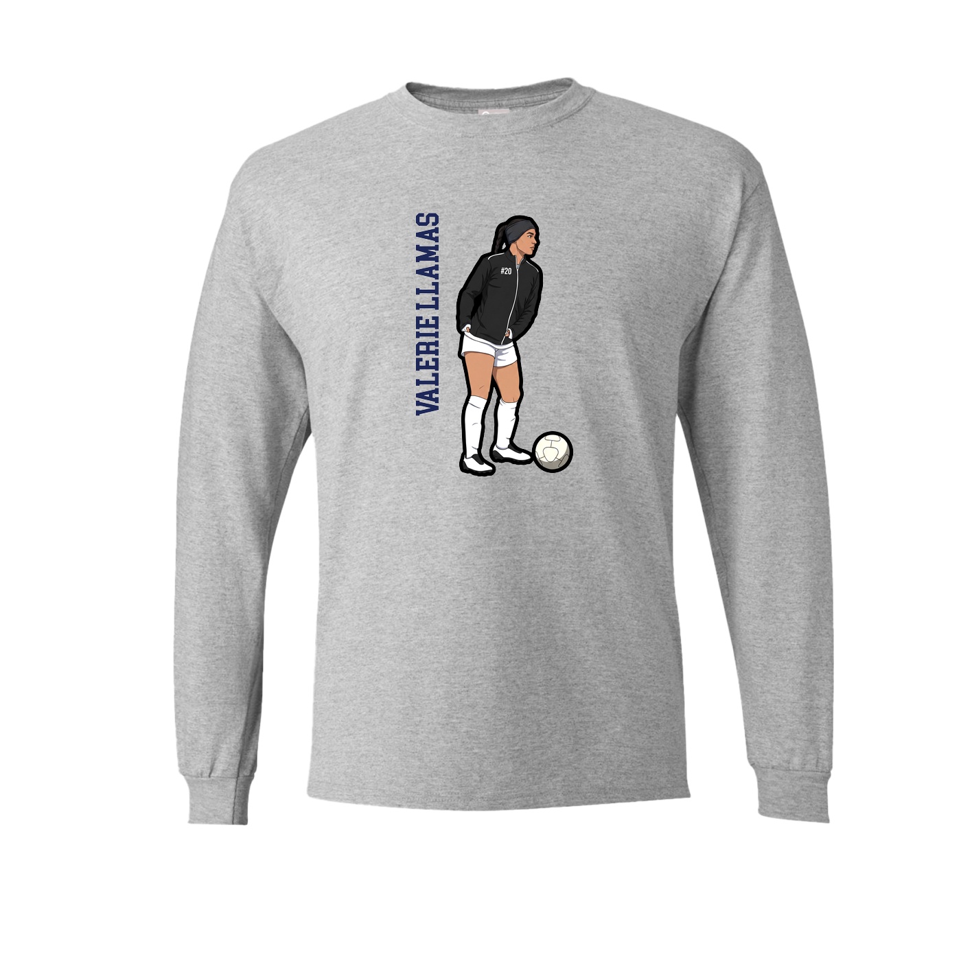 Long Sleeve Tee — Name Vertical in Grey