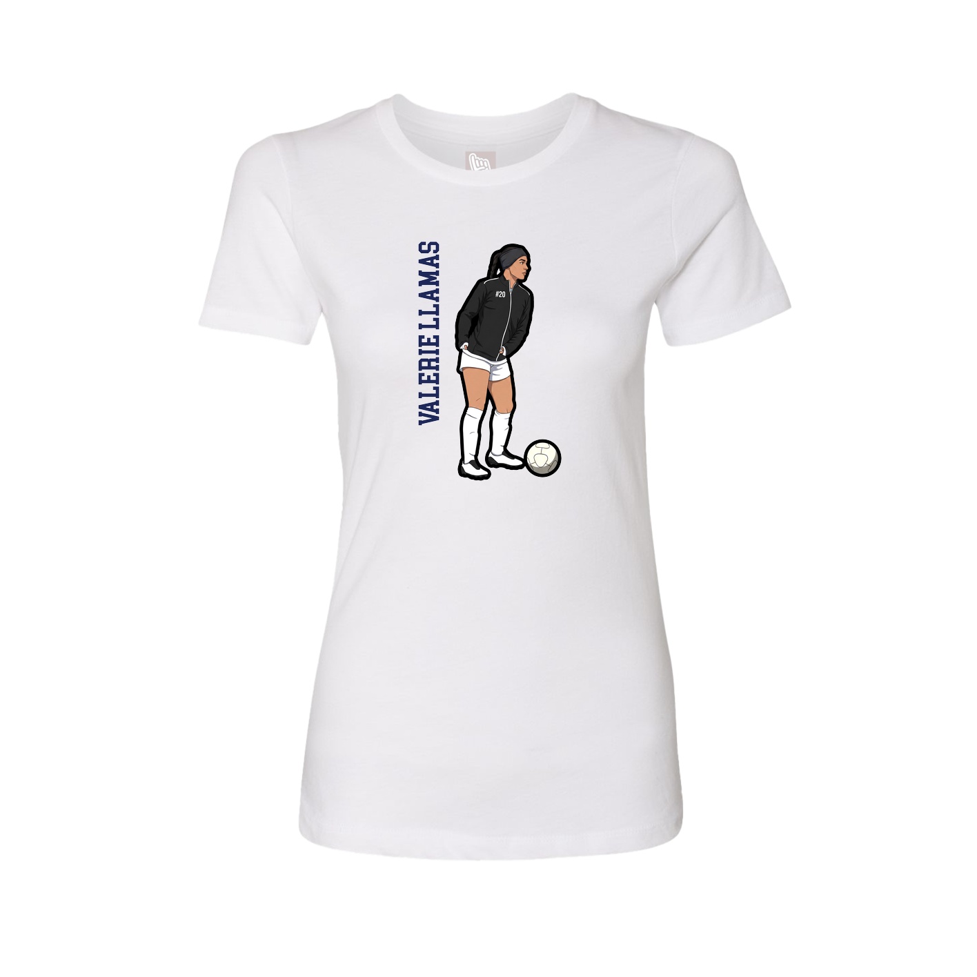 Fitted Women's Tee — Name Vertical in White
