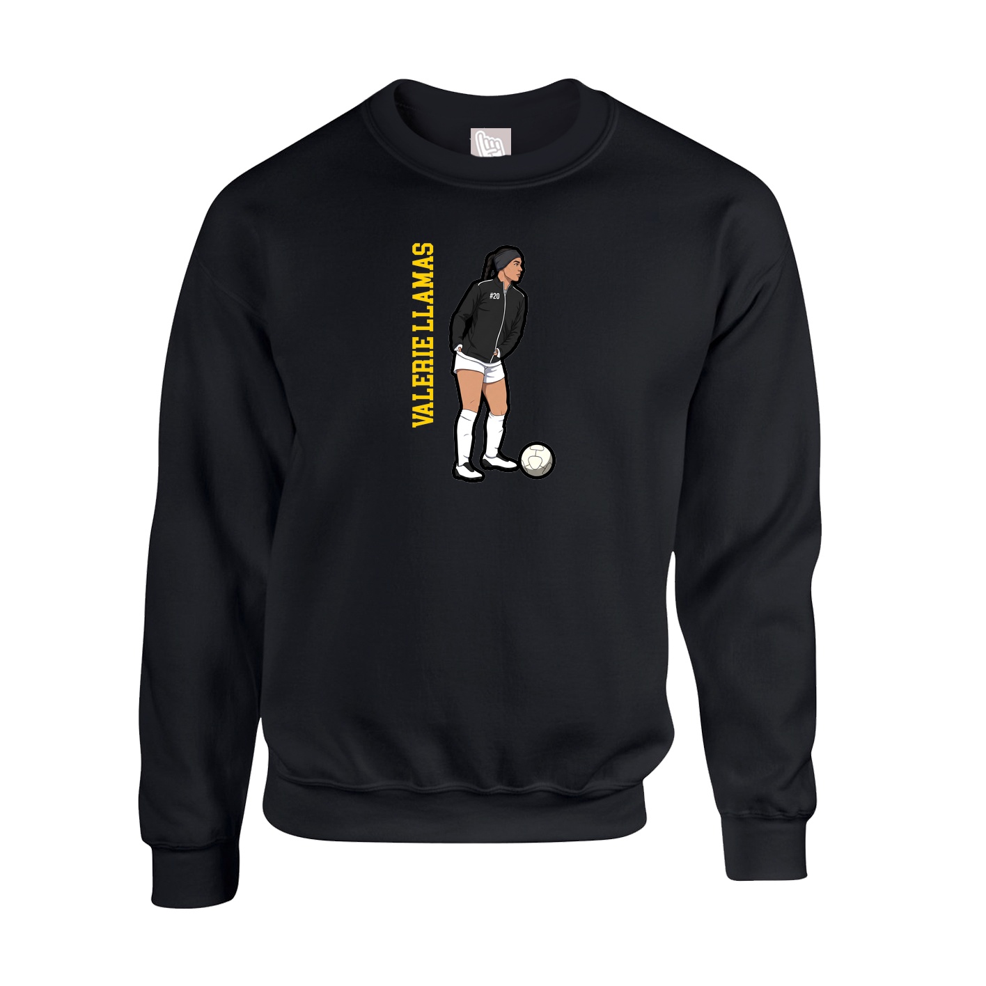 Fleece Crew — Name Vertical in Black