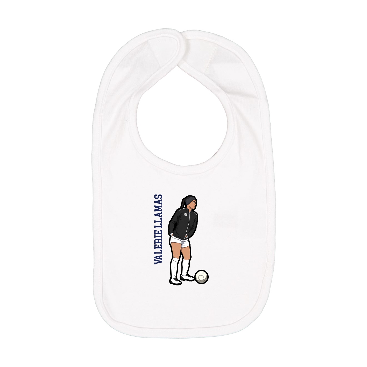 Infant Bib — Name Vertical in White