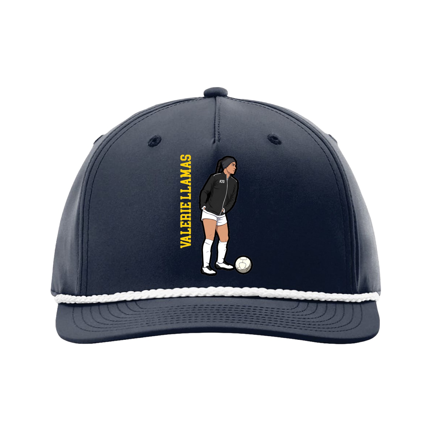 Five-Panel Classic Rope Cap — Name Vertical in Navy