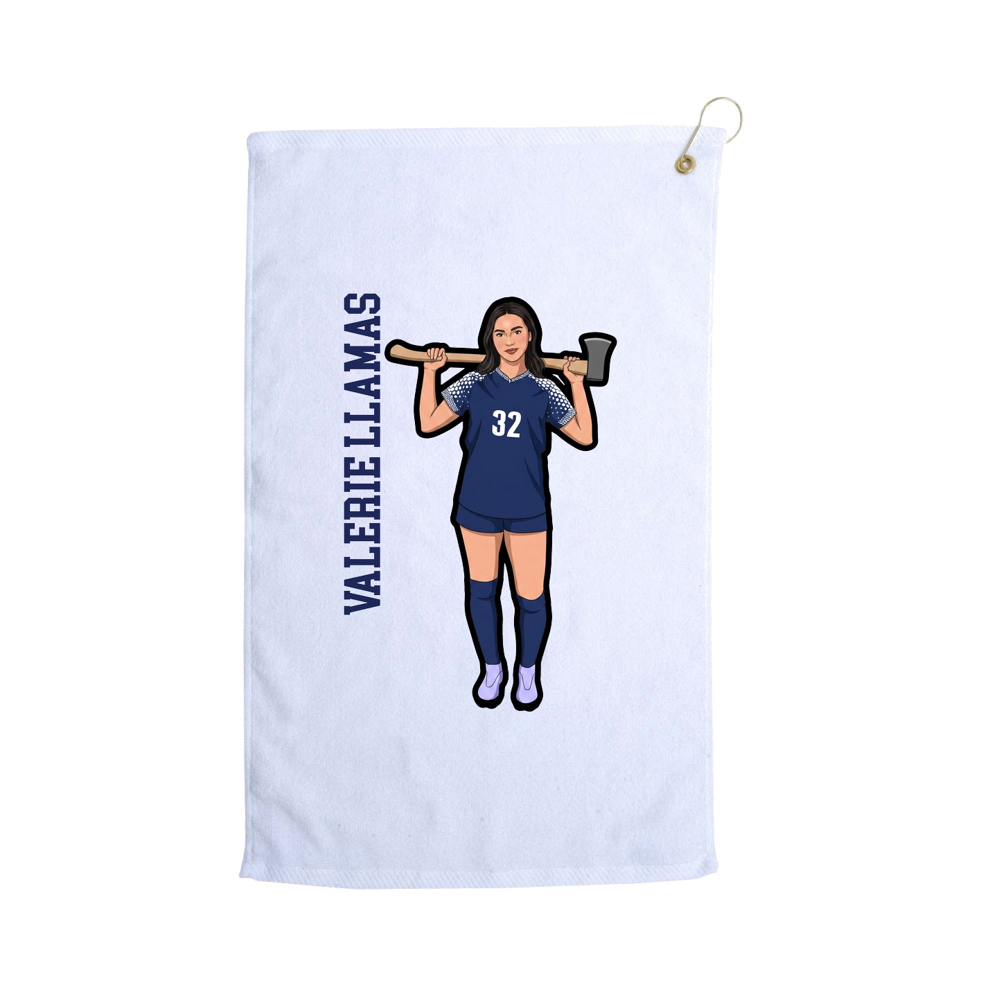 Golf Towel — Name Vertical in White