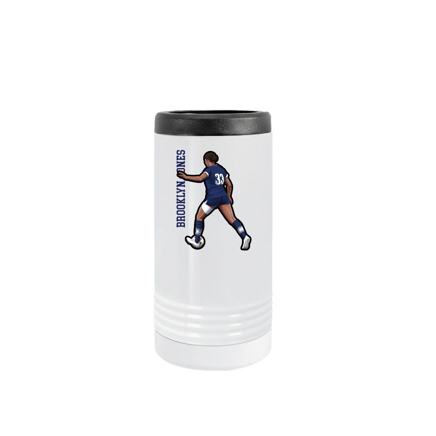 Slim Beverage Holder — Name Vertical in White