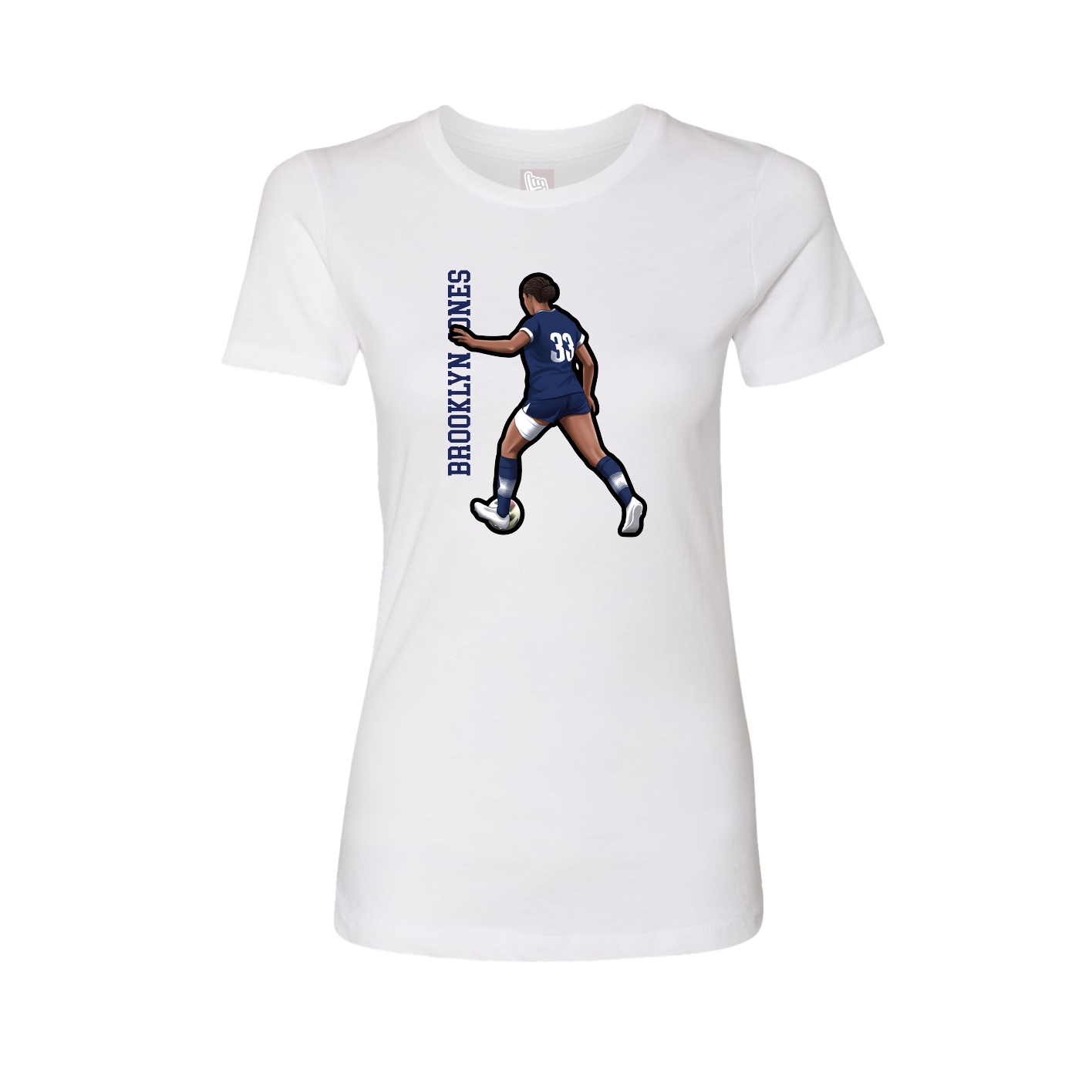 Fitted Women's Tee — Name Vertical in White