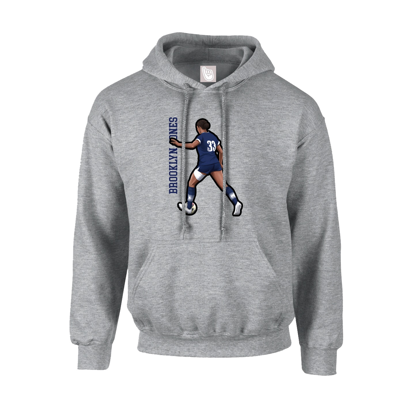 Hoodie — Name Vertical in Grey
