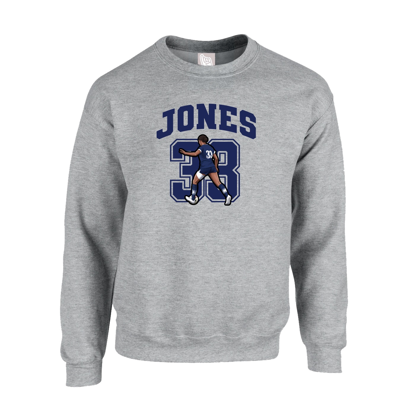 Fleece Crew — Number in Grey