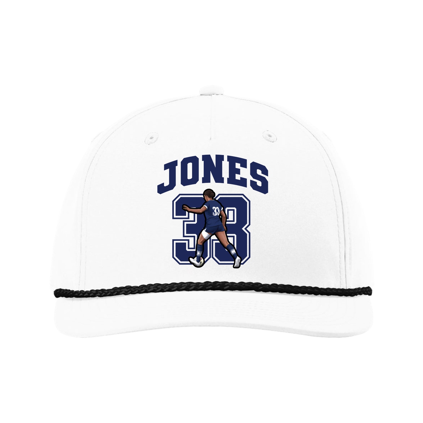 Five-Panel Classic Rope Cap — Number in White