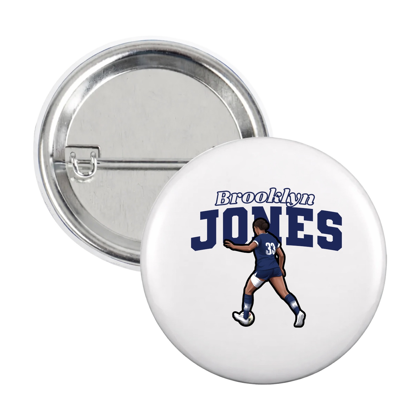 Game Day Button — Name Arch in White