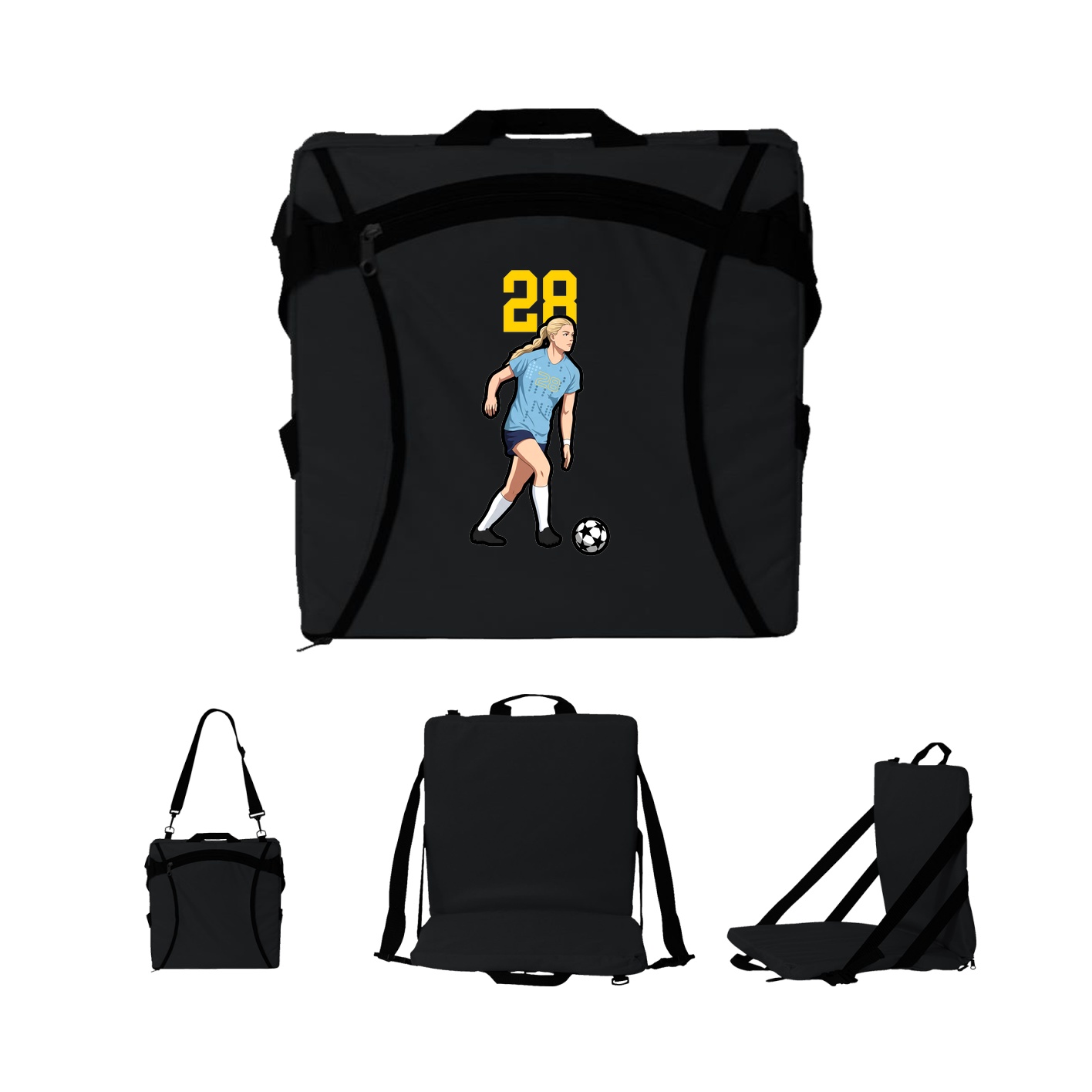 Folding Stadium Seat — Number Top in Black