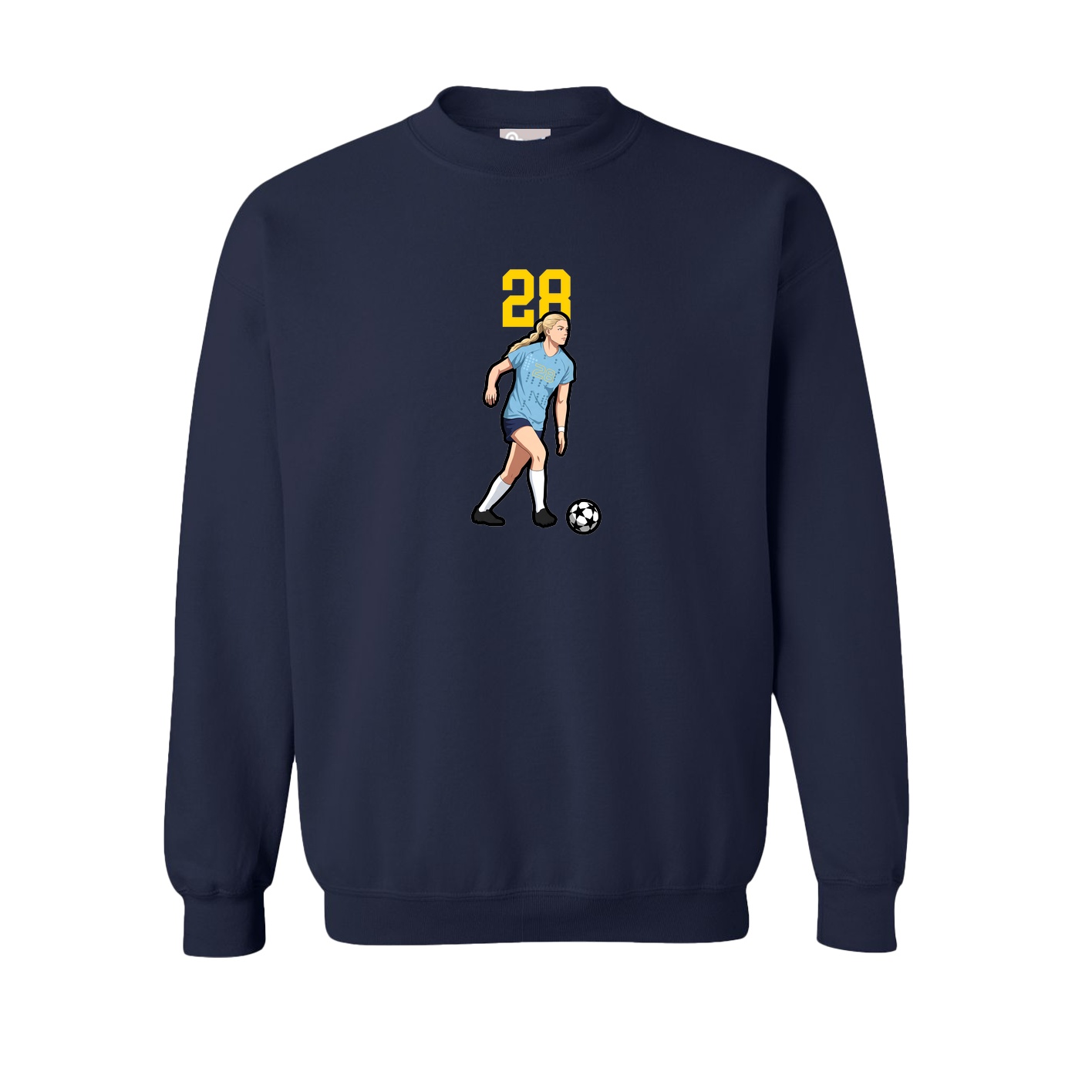 Fleece Crew — Number Top in Navy