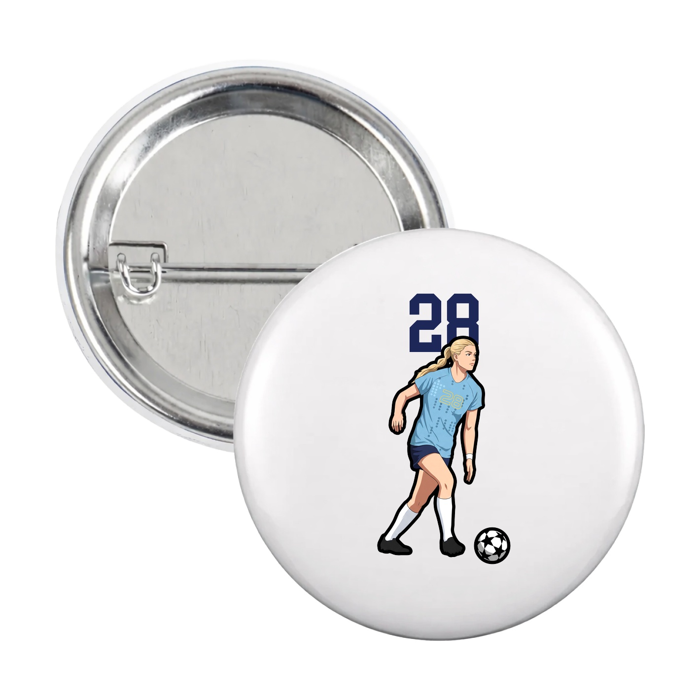 Game Day Button — Number Top in White