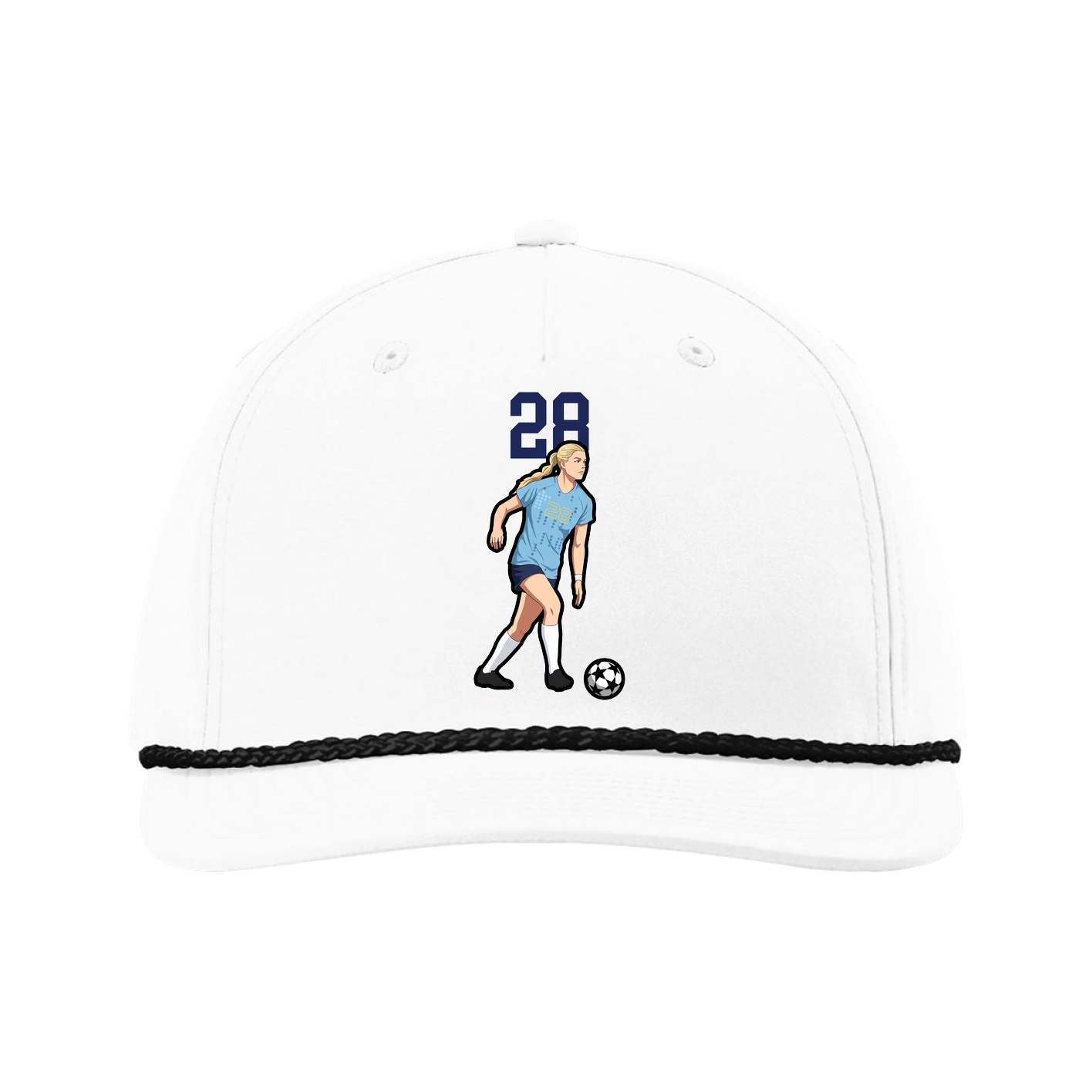 Five-Panel Classic Rope Cap — Number Top in White