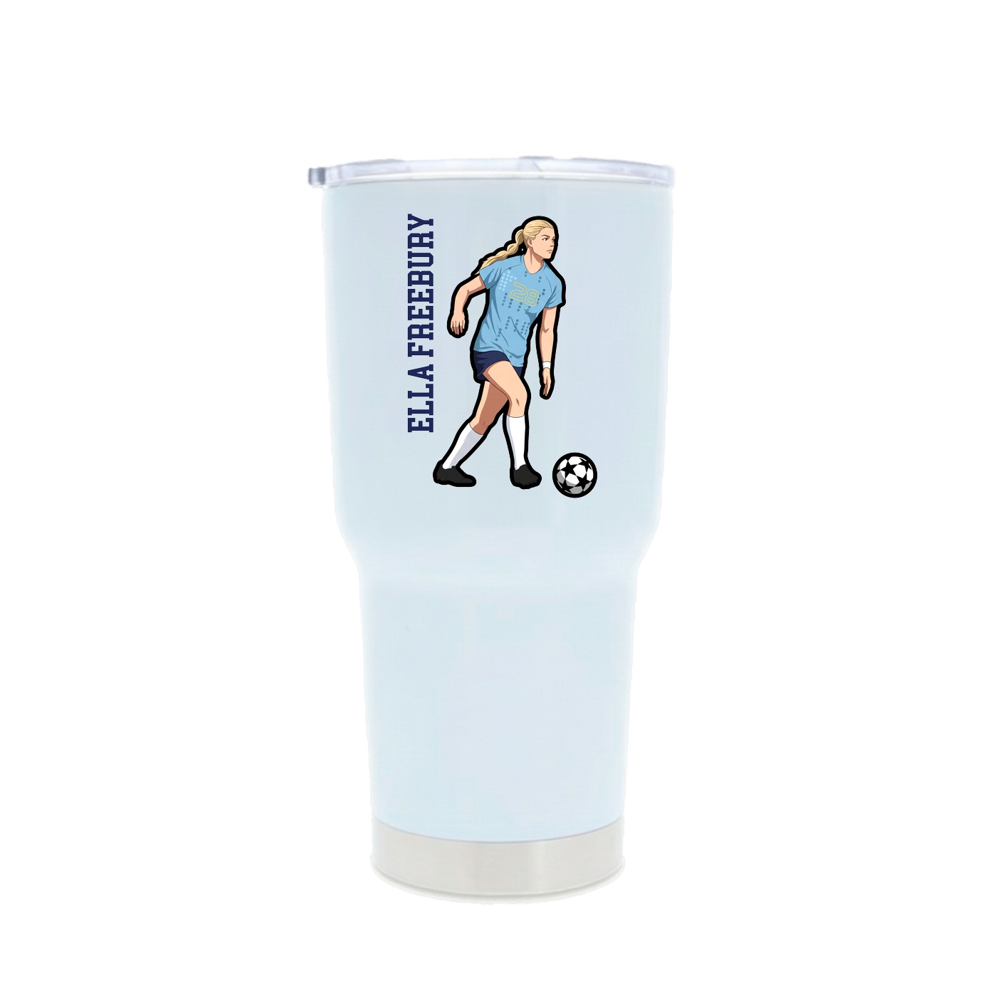 30oz Stainless Steel Tumbler — Name Vertical in White