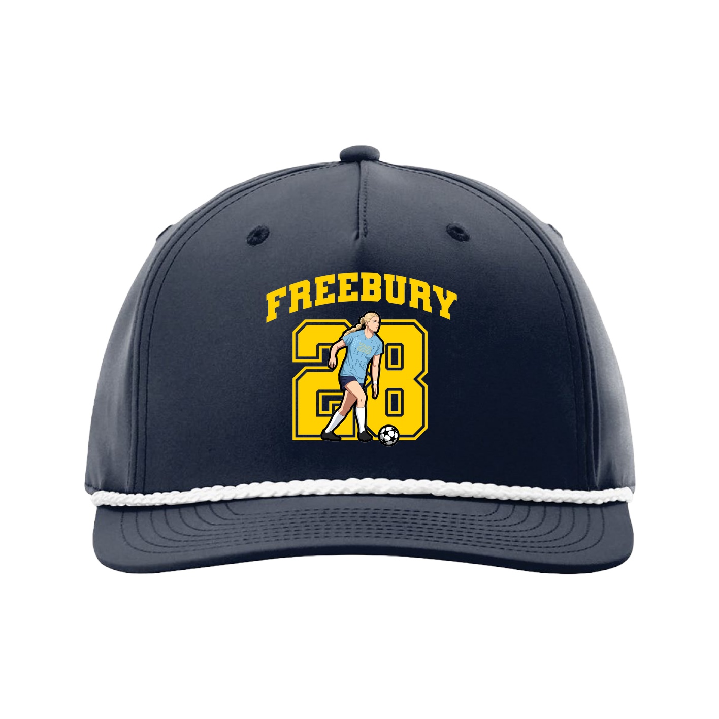 Five-Panel Classic Rope Cap — Number in Navy