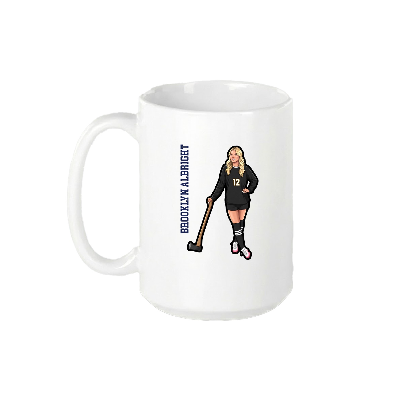 15oz Coffee Mug — Name Vertical in White