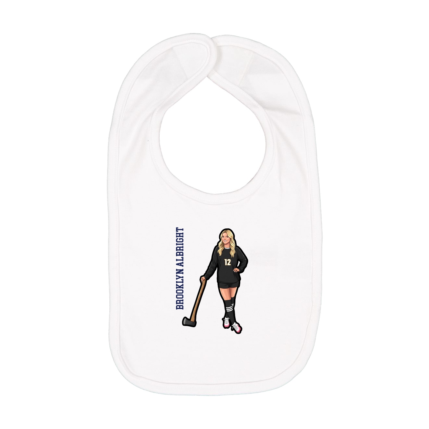Infant Bib — Name Vertical in White