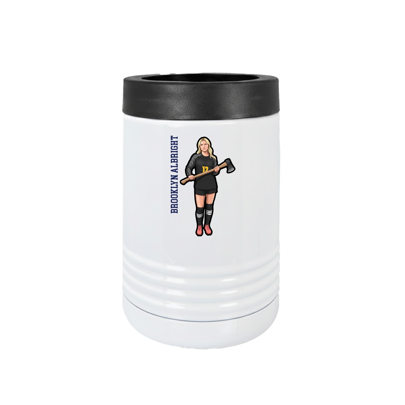 Beverage Holder — Name Vertical in White