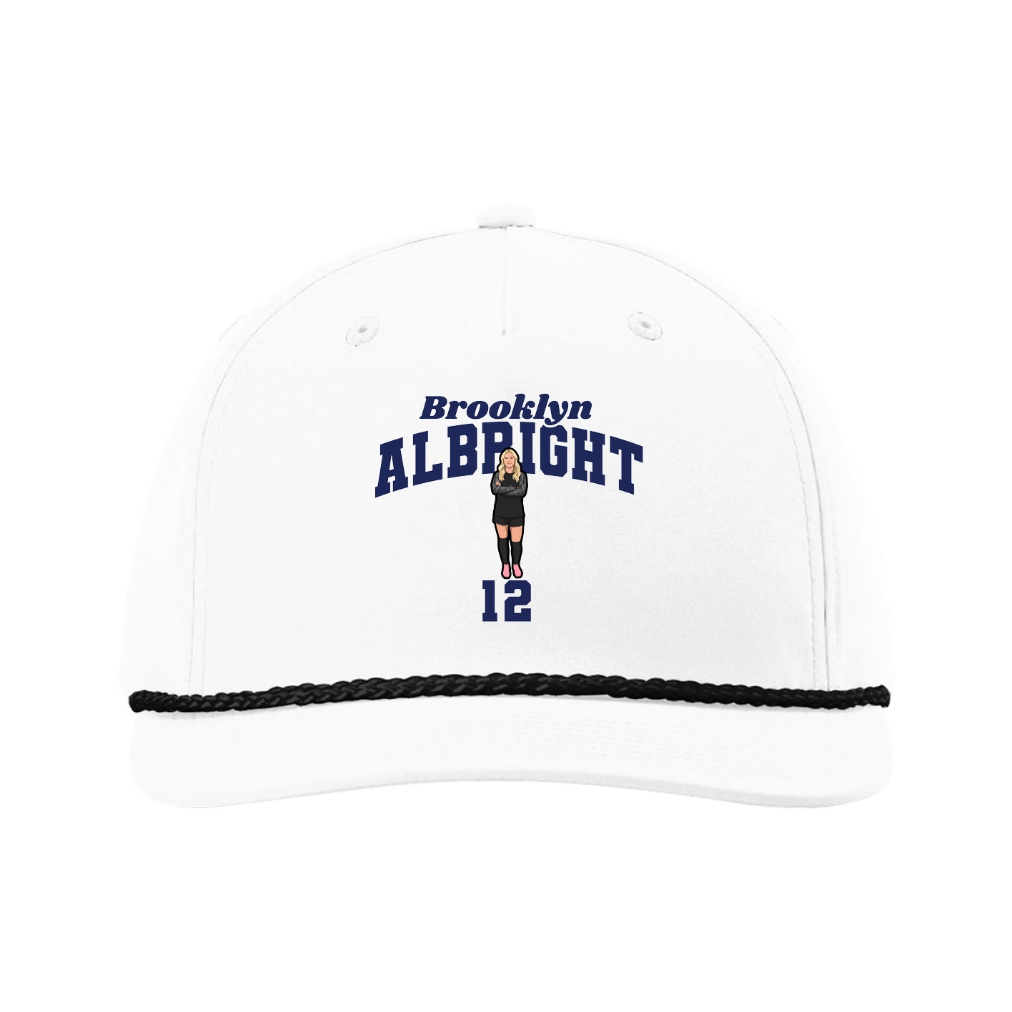Five-Panel Classic Rope Cap — Signature Arch in White