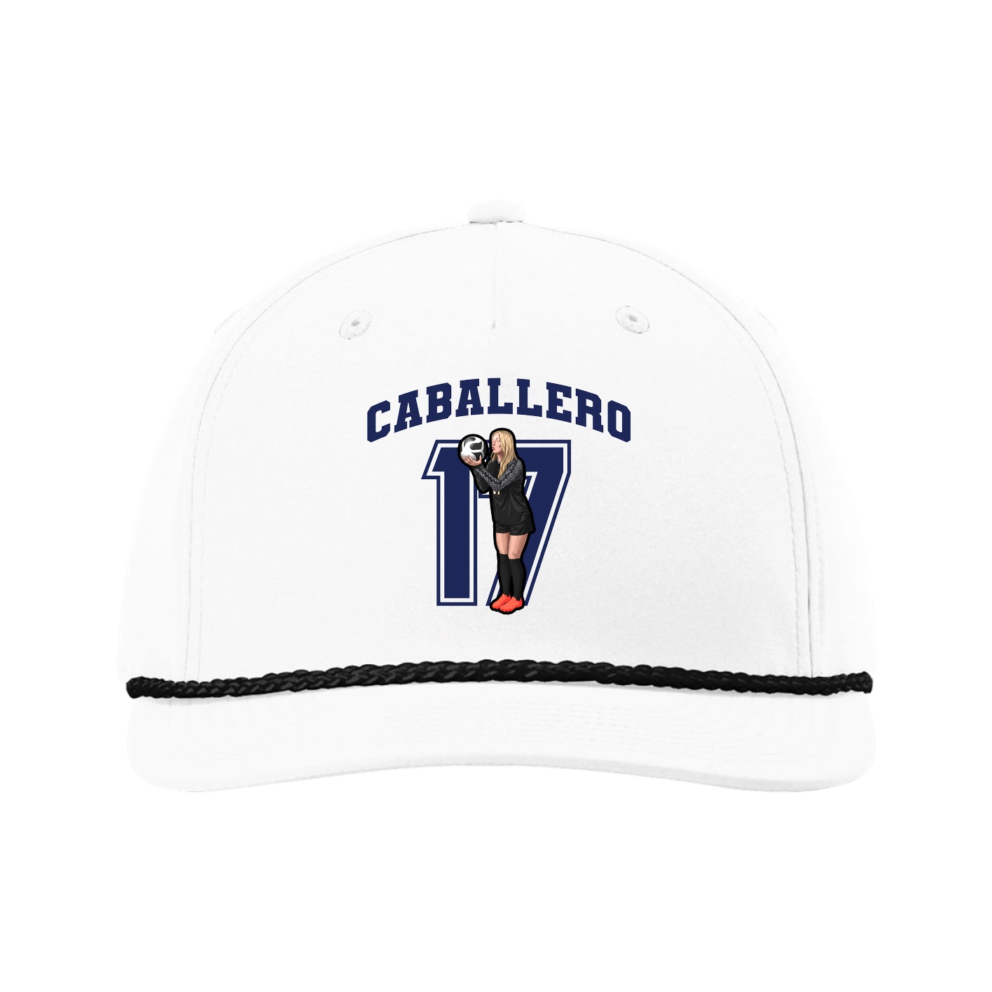 Five-Panel Classic Rope Cap — Number in White